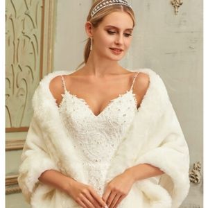 Wedding faux fur wrap used once, clean